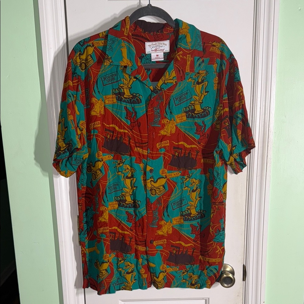 Disney 50th Anniversary Mr. Toad’s Wild Ride Camp Tiki Button Up Shirt Medium